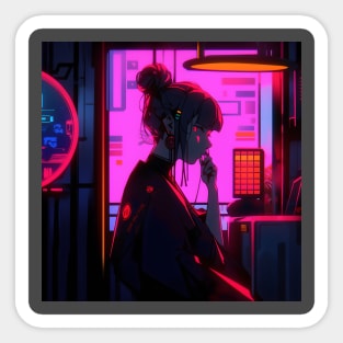 Lady Cyberpunk Indoor Sticker